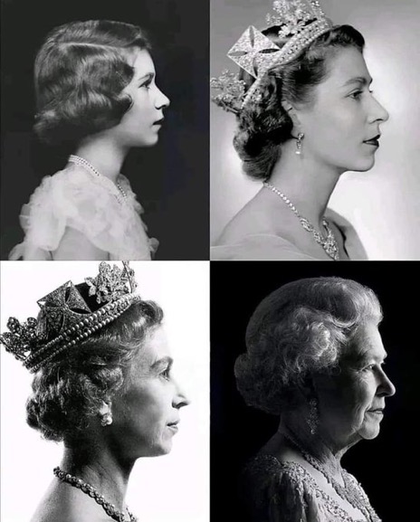 quatre profils d'Elisabeth II