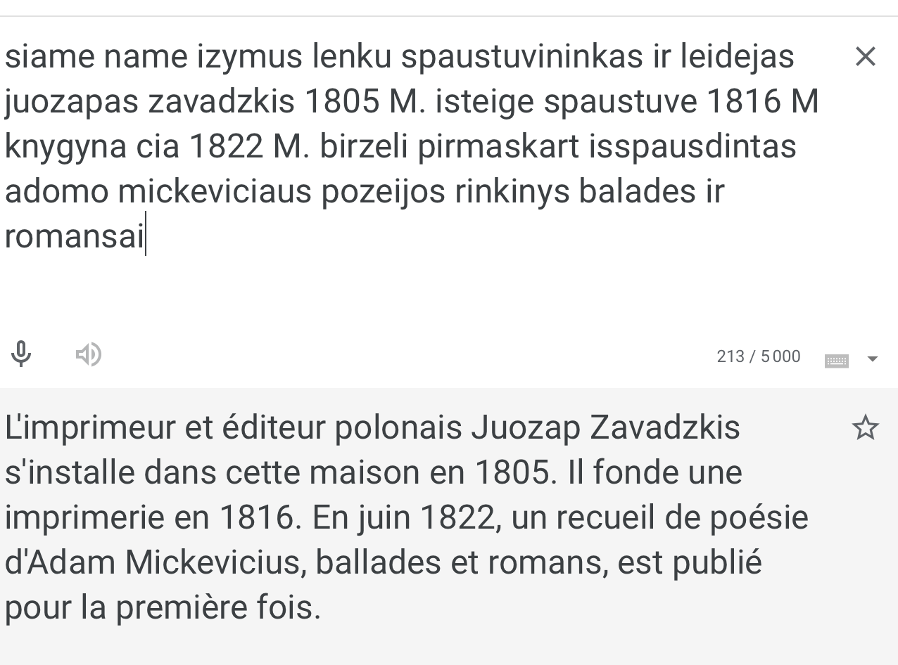 Zawadzky traduction d'une plaque dans Vilnius